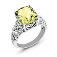 thumbnail image 1 of Sterling Silver Rhodium Diamond & Checker-Cut Lemon Quartz Ring, 1 of 2