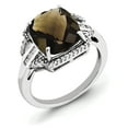 thumbnail image 1 of Sterling Silver Rhodium Diamond & Checker-Cut Smoky Quartz Ring, 1 of 2