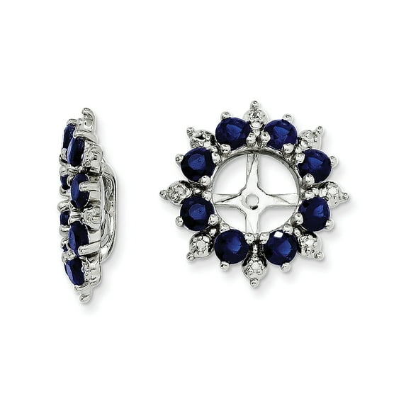 Sterling Silver Rhodium Diam. & Created Sapphire Earring Jacket QJ119SEP
