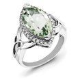 thumbnail image 1 of Sterling Silver Rhodium Diamond & Green Quartz Ring, 1 of 2