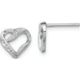 thumbnail image 1 of Sterling Silver Rhodium Diamond Heart Post Earrings (10 X 9) Made In India qdx289, 1 of 5
