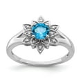 thumbnail image 1 of Sterling Silver Rhodium Diamond & Light Blue Topaz Ring, 1 of 6
