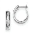 thumbnail image 1 of Sterling Silver Rhodium Diamond Oval Hinged Hoop Earrings Sterling Silver Earrings, 1 of 1