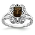 thumbnail image 1 of Sterling Silver Rhodium Diamond & Smoky Quartz Ring, 1 of 6