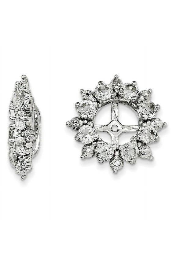 Sterling Silver Rhodium Diam. & White Topaz Earring Jacket QJ119APR (15mm X 15mm)