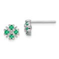 thumbnail image 1 of Sterling Silver Rhodium Emerald & Diamond Post Earrings Sterling Silver Earrings, 1 of 1