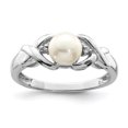 thumbnail image 1 of Sterling Silver Rhodium FW Cultured Button Pearl & Diamond Ring QDX858, 1 of 6