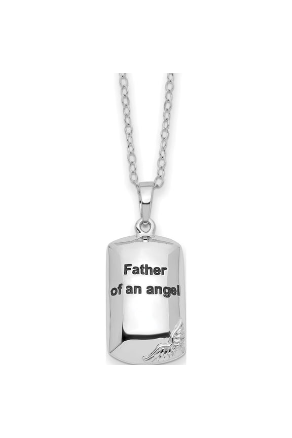 Sentimental Expressions Sterling Silver Rhodium-plated Antiqued Father of an Angel Ash Holder 18 Inch Necklace