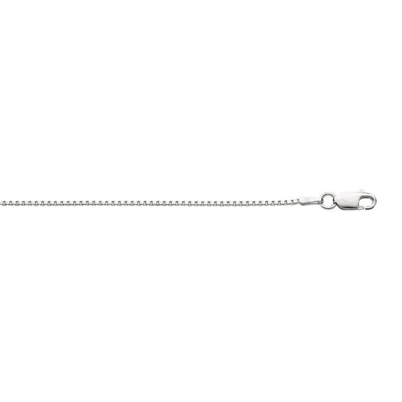 Sterling Silver Rhodium Finish 1.3mm Sparkle-Cut Box Chain Lobster Clasp Necklace - 16 Inch