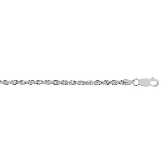 Sterling Silver Rhodium Finish 2.9mm Sparkle-Cut Rope Chain Lobster Clasp Necklace - 22 Inch