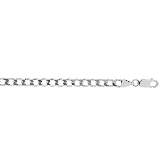 Sterling Silver Rhodium Finish 4.7mm Sparkle-Cut Curb Chain Lobster Clasp Necklace - 18 Inch