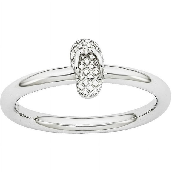 Sterling Silver Rhodium Flip Flop Ring