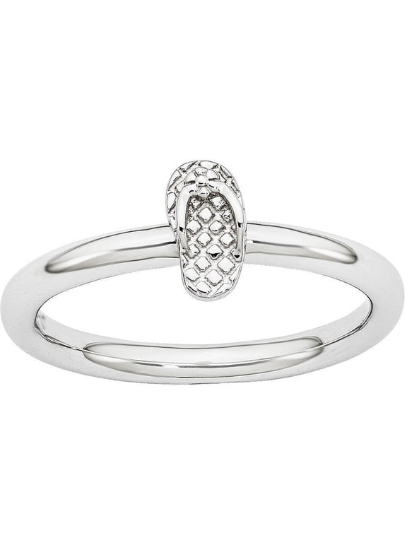 Sterling Silver Rhodium Flip Flop Ring