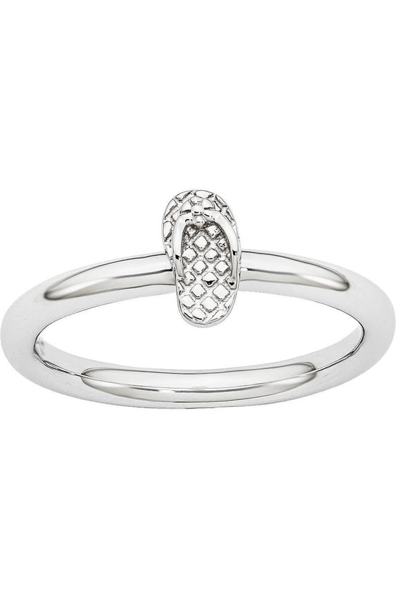 Sterling Silver Rhodium Flip Flop Ring