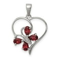 thumbnail image 1 of Sterling Silver Rhodium Garnet & Diamond Butterfly Heart Pendant QDX611, 1 of 4