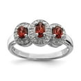 thumbnail image 1 of Sterling Silver Rhodium-plated 3 Stone Garnet & Diamond Ring QDX595, 1 of 6