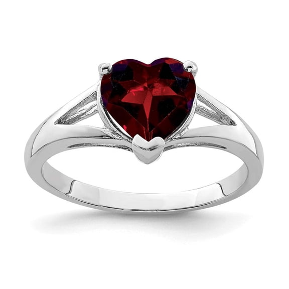Sterling Silver Rhodium Garnet Ring QDX605