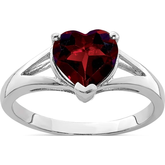Sterling Silver Rhodium Garnet Ring (Size 6) Made In Thailand qdx605-6