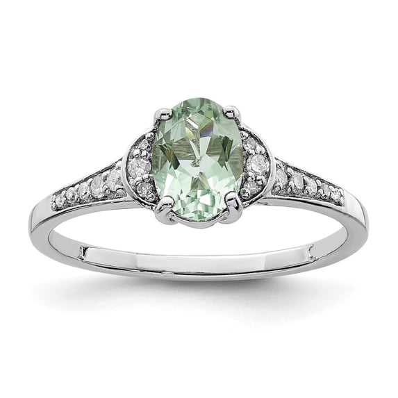 Sterling Silver Rhodium Green Quartz & Diam. Ring QR3091AG