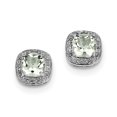 thumbnail image 1 of Sterling Silver Rhodium Green Quartz Diamond Earrings, 1 of 1