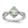 thumbnail image 1 of Sterling Silver Rhodium Green Quartz & Diamond Ring, 1 of 5