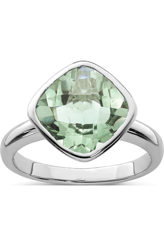 Sterling Silver Rhodium Green Quartz Ring (Size 7) Made In Thailand qr4463ag-7