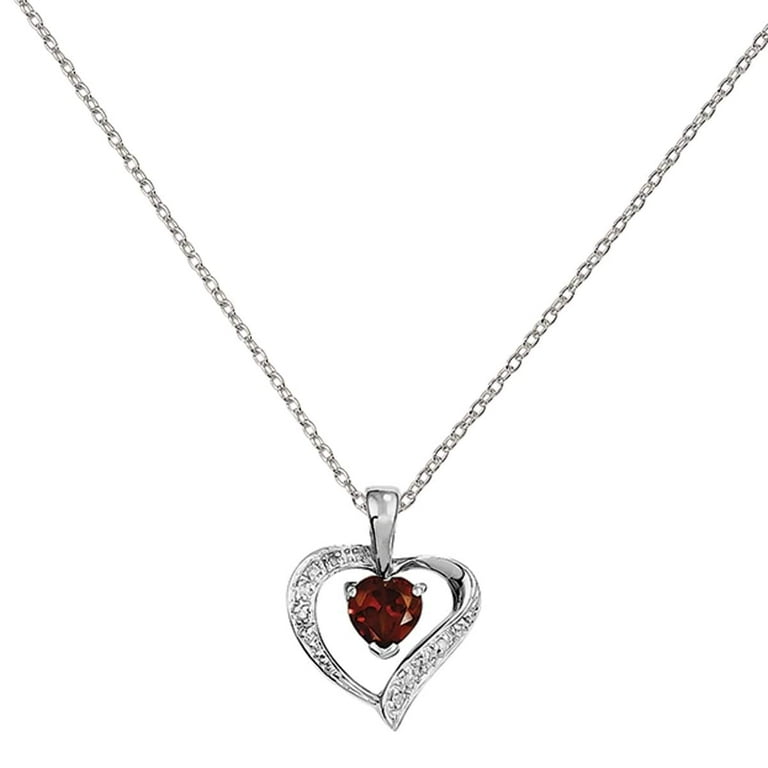 Genuine Diamond Heart Necklace Rhodium on Sterling Silver with Chain Genuine Diamond Heart Necklace Rhodium on Sterling Silver with Chain