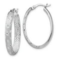 thumbnail image 1 of Sterling Silver Rhodium In Out Sparkle-Cut Oval Earrings - Measures 39x3.86mm Wide 1.83mm Thick, 1 of 2