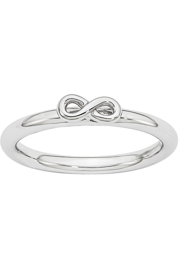 Sterling Silver Rhodium Infinity Symbol Ring