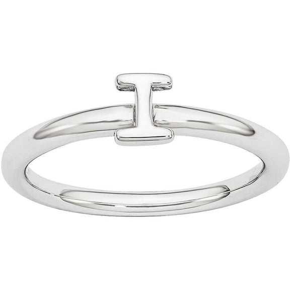 Sterling Silver Rhodium Letter I Ring