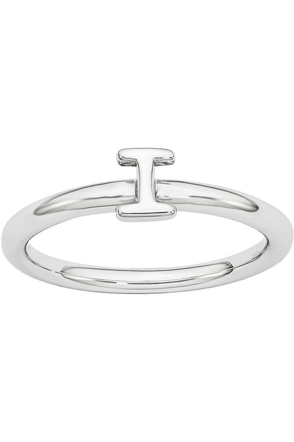 Sterling Silver Rhodium Letter I Ring