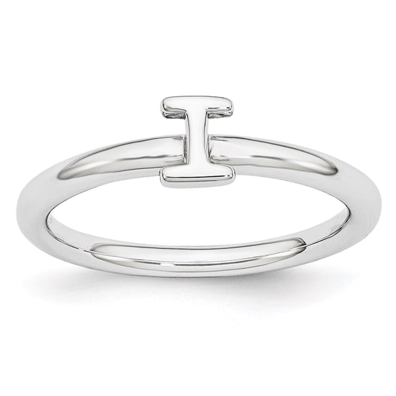 Sterling Silver Rhodium Letter I Ring