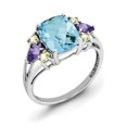 thumbnail image 1 of Sterling Silver Rhodium Light Swiss Blue Topaz, Amethyst & Peridot Ring, 1 of 1