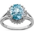 thumbnail image 1 of Sterling Silver Rhodium Light Swiss Blue Topaz & Diamond Ring (Size 6) Made In India qdx566-6, 1 of 5