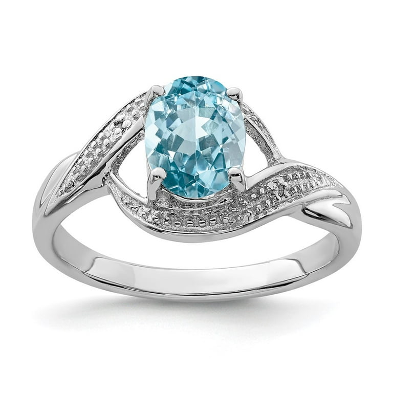 Sterling Silver Marquise Light Swiss Blue Topaz and Diamond Ring Sterling Silver Marquise Light Swiss Blue Topaz and Diamond Ring