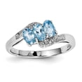 thumbnail image 1 of Sterling Silver Rhodium Light Swiss Blue Topaz & Diamond Ring, 1 of 1