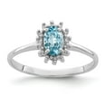 thumbnail image 1 of Sterling Silver Rhodium Light Swiss Blue Topaz Diamond Ring, 1 of 6