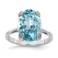 thumbnail image 1 of Sterling Silver Rhodium Light Swiss Blue Topaz Diamond Ring, 1 of 5