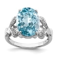 thumbnail image 1 of Sterling Silver Rhodium Light Swiss Blue Topaz Diamond Ring, 1 of 6