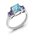 thumbnail image 1 of Sterling Silver Rhodium London Blue Topaz, Amethyst & Diamond Ring, 1 of 1