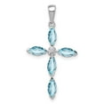 thumbnail image 1 of Sterling Silver Rhodium Lt Sw Blue Topaz Cross & Diamond Pendant QDX903, 1 of 4