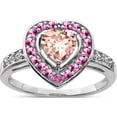 thumbnail image 1 of Sterling Silver Rhodium Morganite Heart Ring (Size 9) Made In Thailand qr4521-9, 1 of 5