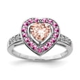 thumbnail image 1 of Sterling Silver Rhodium Morganite Heart Ring, 1 of 6