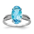 thumbnail image 1 of Sterling Silver Rhodium Oval Blue Topaz & Diamond Ring, 1 of 5