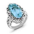 thumbnail image 1 of Sterling Silver Rhodium Oval Blue Topaz Ring (Size 7) Made In Thailand qr3281bt-7, 1 of 3