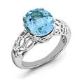 thumbnail image 1 of Sterling Silver Rhodium Oval Blue Topaz Ring, 1 of 2