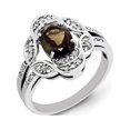 thumbnail image 1 of Sterling Silver Rhodium Oval Diamond & Smoky Quartz Ring, 1 of 2
