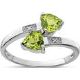thumbnail image 1 of Sterling Silver Rhodium Peridot & Diamond Heart Ring (Size 6) Made In India qdx811-6, 1 of 5