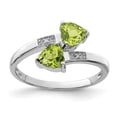 thumbnail image 1 of Sterling Silver Rhodium Peridot & Diamond Heart Ring, 1 of 6