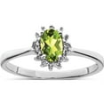 thumbnail image 1 of Sterling Silver Rhodium Peridot Diamond Ring (Size 7) Made In India qdx847-7, 1 of 5